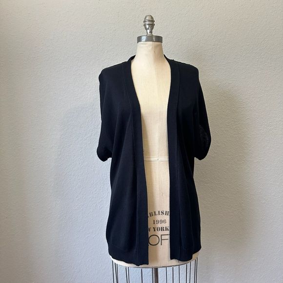BROCHU WALKER Short Sleeve Knit Open Front Cardigan in Black #S210508 - Picture 1 of 10